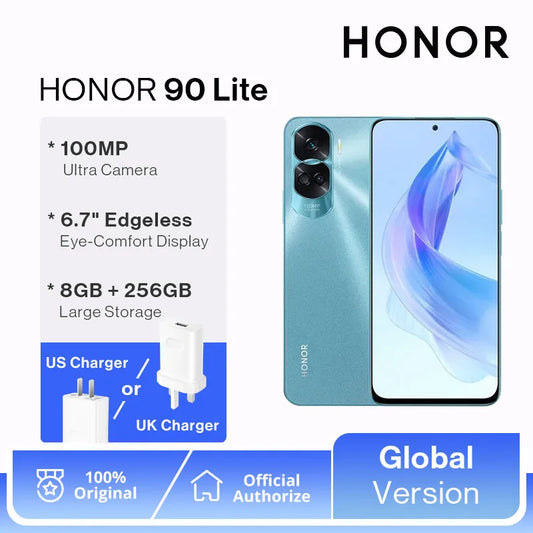 Global Version HONOR 90 Lite 5G with 100MP Triple Camera 8GB RAM+256GB ROM 6.7” 90Hz Display 4500mAh Battery Dual SIM Android 1