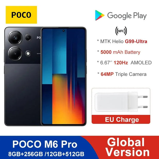 POCO M6 Pro Global Version Smartphone Helio G99 Ultra 120Hz Flow 64MP Triple Camera with OIS 67W Turbo Charging